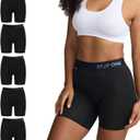 STEP ONE Womens Boxers Underwear, 5-Pack, Viscose from Bamboo Womens Underwear, Moisture-Wicking, Anti-Chafing Boxers (Large, Black)