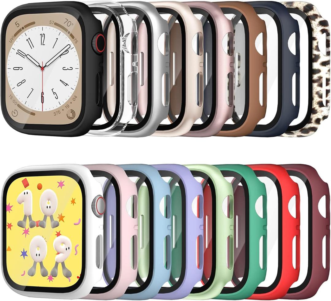 COMMUTER 16 Pack Case for Apple Watch SE 3/SE 2/SE/6/5/4 Screen Protector 40mm, Hard PC Ultra-Thin Protective Face Cover Built-in Tempered Glass Film for iWatch SE3 40mm