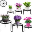 6-Pack Metal Plant Stand,Heavy Duty Flower Pot Stands for Multiple Plant,Outdoor Anti-Rust Plant Pot Shelf, Round Plant Holder for Outdoor/Indoor Planter, Living Room, Balcony Decor (6PACK BLACK)