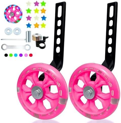 DDJKCZ Training Wheels Flash Mute Big Wheel Compatible for 12 14 16 18 20 inch Single Speed Bicycle (Rose)
