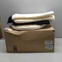 B FSOBEIIALEO Ottoman with Stroage, Round Sherpa Storage Ottoman Stool, Boucle Foot Rest 16.9"x16.9"x17.7"（White