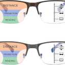 Multifocus Reading Glasses Men Bifocal No Line Progressive Multifocal Reader Blue Light Computer Frame Eyeglasses 2pk