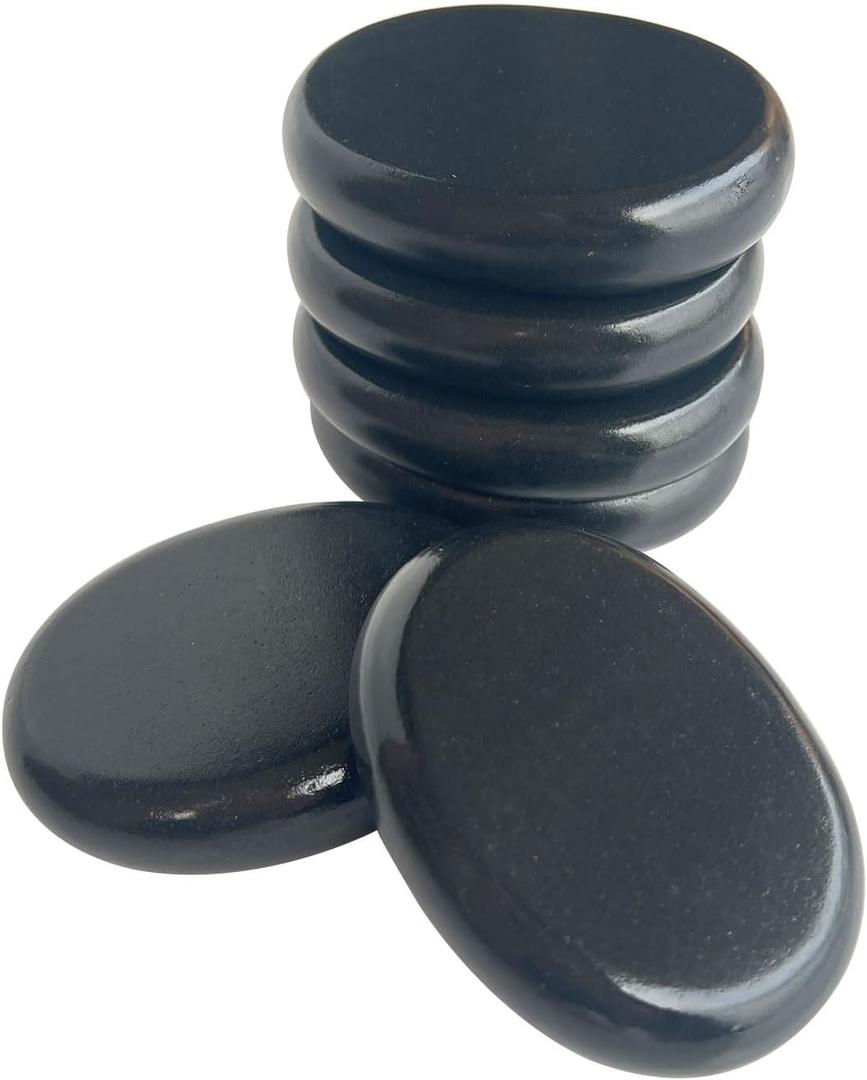 Hot Stones Massage Set, 6 Piece Set Oval hot Stone 3.15x2.36x0.7 inches. Basalt Home spa, Relaxation, Massage Treatment