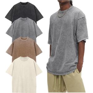 Arssm Oversized Tshirts for Men Acid Wash Loose Fit Vintage Cotton Heavyweight T Shirts Baggy Tees (L)