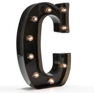 OYCBUZO Light Up Black Alphabet Marquee Letters Sign LED Marquee Number Lights Sign for Night Light Home Bar Christmas Lamp Birthday Wedding Party Decoration C