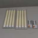 GenSwin Flameless Flickering Taper Candles with 2 Remote Controls and Timer, Real Wax 3D Wick Light Window Candles Battery Operated Pack of 8, Christmas Home Wedding Decor(Ivory, 0.78 X 9.64 Inch)