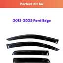 KPY Rain Guards Fit for 2015-2025 Ford Edge, Out-Channel Window Visors Vent Wind Deflectors 4PC, Car Accessories for 15-25 Edge