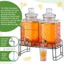 Honeydak 2.6 Gallon Glass Beverage Dispenser with Stand Stainless Steel Spigot Glass Lid Clear Iced Juice Container Leakproof Drink Dispenser Countertop Lemonade Water Jar for Wedding Party (2 Pack)