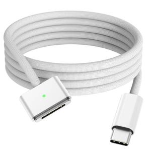 140W USB-C to Magnetic 3 Cable for MacBook Charger, 6.6Ft Nylon Braided for MacBook Pro (14/16-inch, 2023), MacBook Pro (14/16-inch, 2021), MacBook Air (13/15-inch, 2024/2022), MacBook Air (2023) (White)