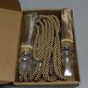 Curtain Tiebacks with Tassel, Outdoor Elegant Decorative Curtain Holdback,Modern Rope Window Curtain Ties Backs for Draperies (4, Gold)