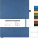 College Ruled Notebook, A4 Hardcover Leather Notebook for Work, Lined Notebook Journal for Women, Men, 192 Thick Paper, 8.5" x 11", Large Notebook with Pockets, Professional Business Notebook, Blue