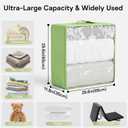 Clothes Storage Bags, Foldable Thick Fabric Blanket Storage Bags, Large Clear Window & Carry Handles, Great for Clothes, Blankets, Closets, Pillows, Toys (Green, Extra-4Pack)