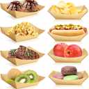 Oomcu 150 Pack 1/2 lb Disposable Kraft Brown Paper Food Boats Hot Dog Trays Bulk -Small Recyclable Serving Boats for Party Snacks, French Fries,Nachos, Tacos, BBQ,Take Out Food,Mini Pancakes Supplies