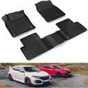 KIWI MASTER Floor Mats for 2016-2021 Honda Civic, Custom Fit All Weather Car Mats, Heavy Duty TPE Floor Liners, Front & Rear 2 Row, Black