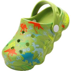 Toddler Clogs Boys Girls Kids Dinosaur Garden Shoes Slip on Sandals Slides Water Summer Shoes for Outdoor Beach Pool (6-7 Toddler, Dinogreen)