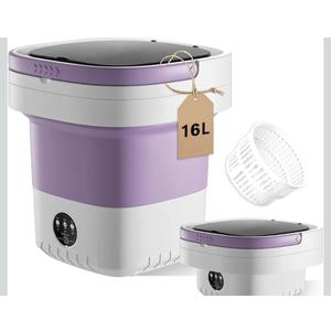 16L Portable Washing Machine, Foldable Small Washer with Spin Basket Laundry Machine, 3 Cleaning Modes Suitable for Underwear Baby Small Clothes, Foldable Design Ideal for Hotel Camping Apartment Home