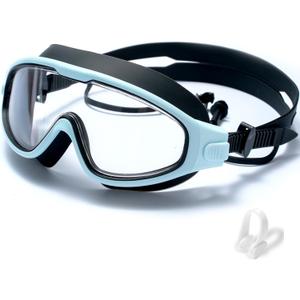 Swim Goggles for Kids 6-12, Wide View Anti-Fog UV Protection No Leaking,Boys Girls Youth Swimming Goggles (Black Blue), One Size