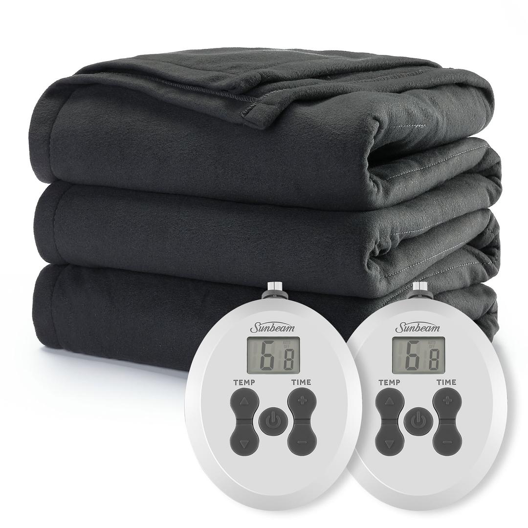 Sunbeam Dark Shadow Ultrafleece Heated Blanket - King