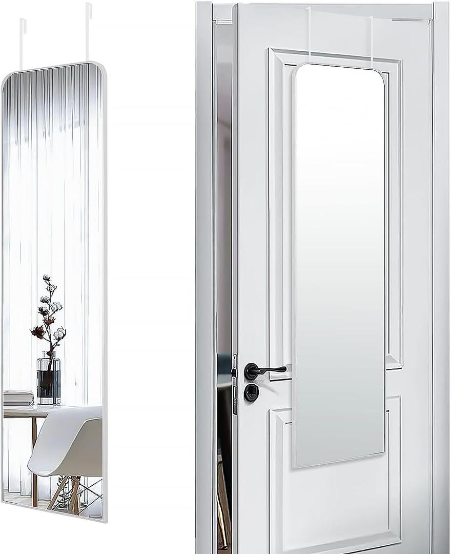 SCWF-GZ 47x14 Mirror Full Length Door Hanging Wall Mounted Aluminum Alloy Metal Frame Dressing Make-up Save Space Half Body Mirrors for Entryway Bedroom Bathroom Living Room 47 inch Silver