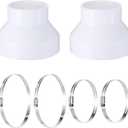 2 Set PVC Duct Adapter, 6 to 4 inch Duct Reducer Adapter with 2 Hose Clamps, Air Ducting Reducer Increaser, Air Ducting Adapters for Inline Ventilation Fitting, Blower and Exhaust, 150 mm to 100 mm
