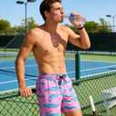 Cozople Men's Swim Trunks with Compression Liner 5.5" Inseam Quick Dry Bathing Suit Boxer Brief Lined Swim Shorts Swimwear (L)