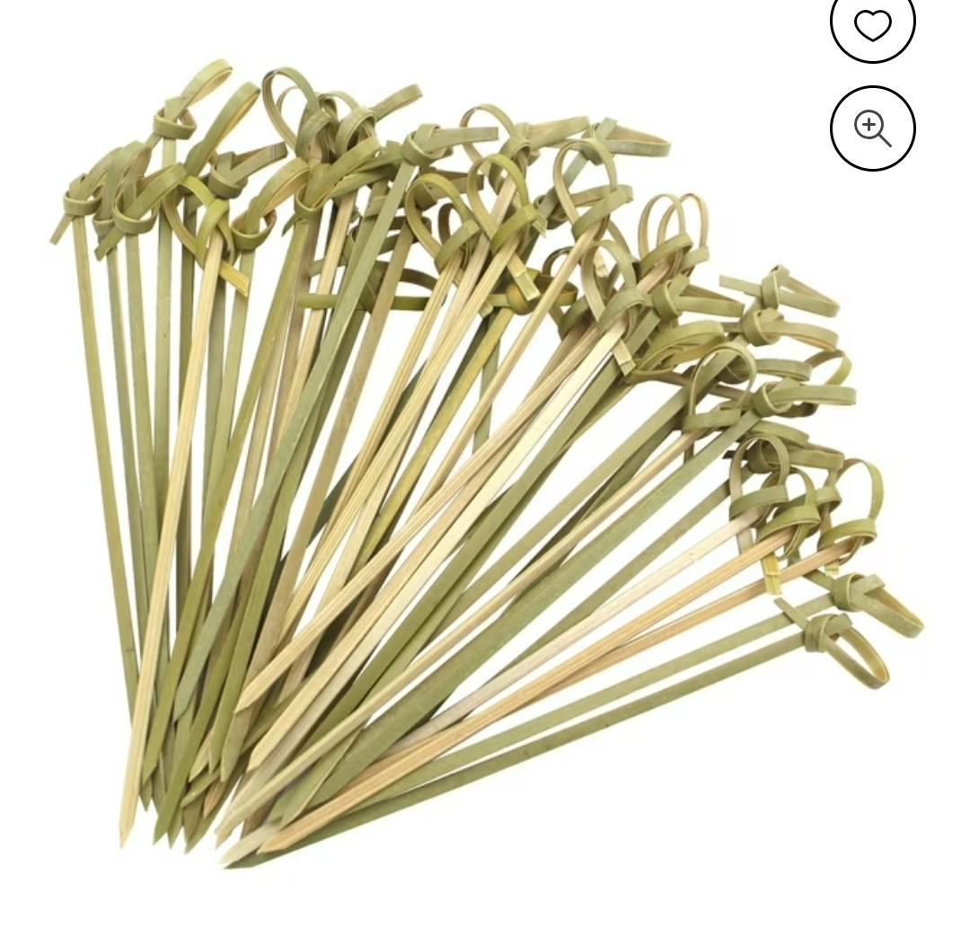 50Pcs Bamboo Knotted Cocktail Picks, 4.7" Toothpicks Skewers with Looped Knot for Appetizers, Mini Food Sticks Fancy Tooth Picks for Party Drinks Fruit Charcuterie Cocktail Garnish Accessories