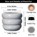 SQOWL Ceramic Pots for Plants - 8 Inch Plant Pot with Drainage Hole, Round Planter for Indoor Plants, Ceramic Flower Pots Outdoor, Modern Planter, Room Decor, Gifts for Plant Lover, Black and White