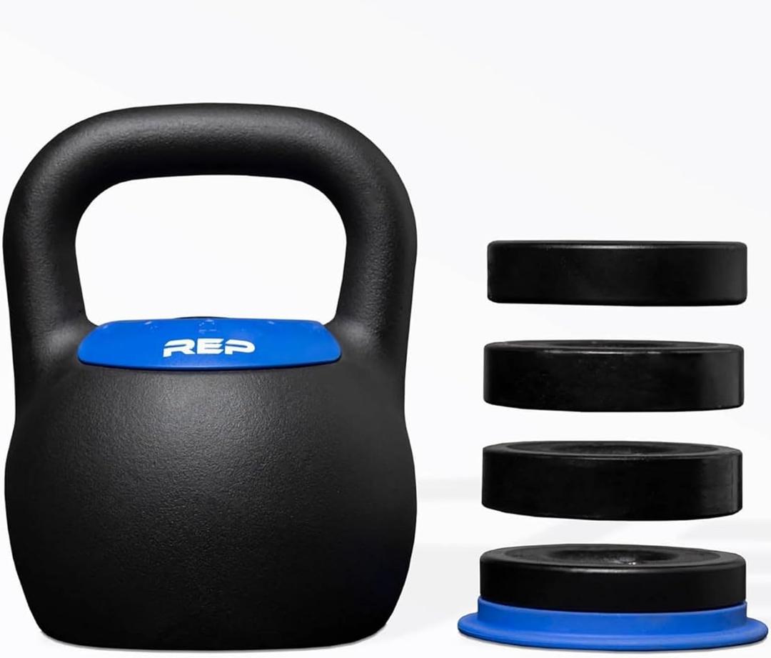 Rep Fitness Adjustable Kettlebell | Weight Set for Home Gym | Strength Training Equipment for Men & Women | Compact Steel Bell with Ergonomic Handle, Blue | 24 Kg