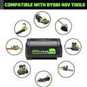 6.0Ah 40 Volt Lithium Replacement for Ryobi 40V Battery, High Capacity 40-Volt Lithium Battery Compatible for Ryobi 40V OP4026 OP4030 OP4040 OP40501 OP40602 Battery