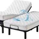 Waterproof Quilted Split King Mattress Protector Pad for Adjustable Bed Noiseless Fitted Mattress Cover Soft Padded Topper with Up to 16 Deep Pocket