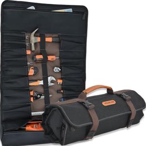 WELKINLAND 18-Compartment Tool Roll - Waxed Canvas - Waterproof - 17" - Organizer