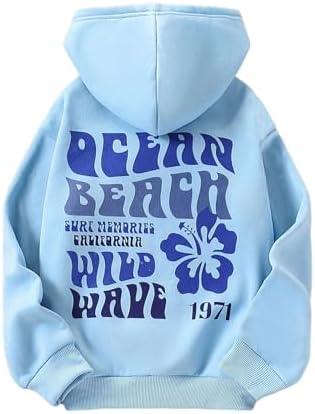 Verdusa Girl's Floral Letter Graphic Hoodie Sweatshirt Cute Pullover Tops with Pockets Small