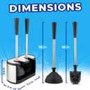 UMIEN Toilet Brush and Plunger Set 18-in - Updated 2025 No-Rust - Stainless Steel Design - Long Handles - with Freestanding Canister
