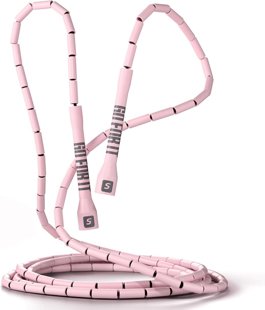 Sportbit Elite Beaded Jump Rope - Adjustable Speed Rope for Fitness, CrossFit, Boxing - Tangle-Free, Lightweight (Pink)