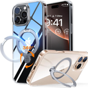 TORRAS 360° Spin Magnetic Stand Case for iPhone 16 Pro Max Case, Fit for MagSafe, 12FT Military Grade Protective Case for 16 Pro Max Phone Case with Kickstand Rotatable, Ostand Spin, Clear, 6.9 inch