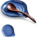 Spoon Rest, Large Ceramic Spoon Holder for Stove Top, Heat-Resistant Cooking Spoon Rest for Kitchen Counter Decor, 5 Inches, Blue