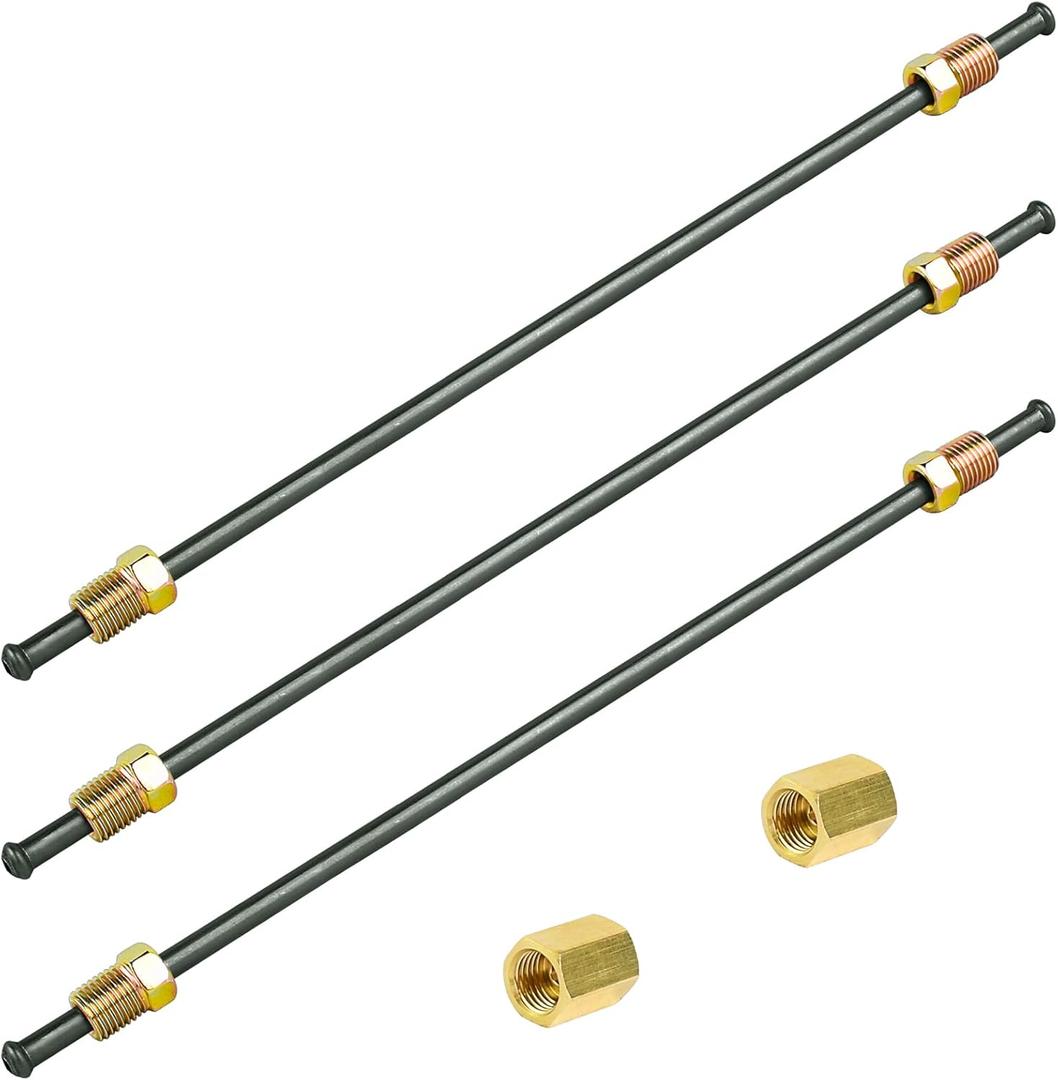 MuHize 3/16" Hard Brake Line Tubing 16 Inch, Metal Brake Tube with Pre-Inverted Flared Ends & 2 Unions, Easy to Bend for Automotive Brake Systems