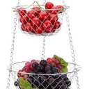 IBERG 3-Tier Fruit Basket Hanging Baskets for Storage - Kitchen Bathroom Organizer (Chrome)