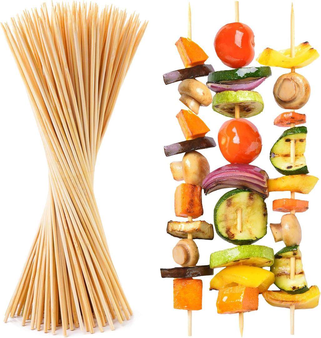 Prestee 100 Pack Bamboo Skewers for Crafts, Grilling BBQ, Kabobs, 12-Inch Brown - Wooden Skewers 12 Inch, Bamboo Skewers 12 Inch, Skewers for Kabobs, Skewer Sticks Variety Size, Wood Skewers