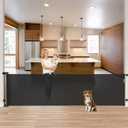 85 Inch Extra Wide Retractable Baby Gate Indoor Extra Long Baby Gate Outdoor Extra Large Dog Gate Child Gates for Wide Openings Mesh Pet Gate for Stairs Dog Gates for Doorways, Porches, Black