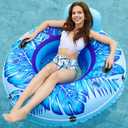 Jasonwell Inflatable River Tube Float - Heavy Duty River Float Pool Floats Lake Premium Water Tubes for Floating Recreational River Raft Lounge Floaties with 2 Cup Holders for Adult, X-Large, Blue