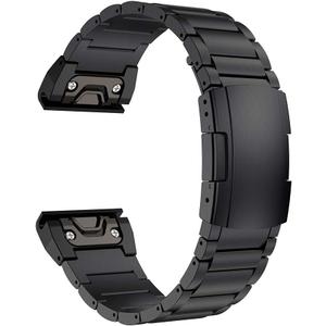 LDFAS Fenix 8/7/6 Pro/5 Plus Band, 22mm Titanium Metal Quick Release Easy Fit Watch Strap with Double Button Clasp Compatible for Garmin Fenix E 7 5 6/Forerunner 935/945/Epix Gen 2 Bands (Black)