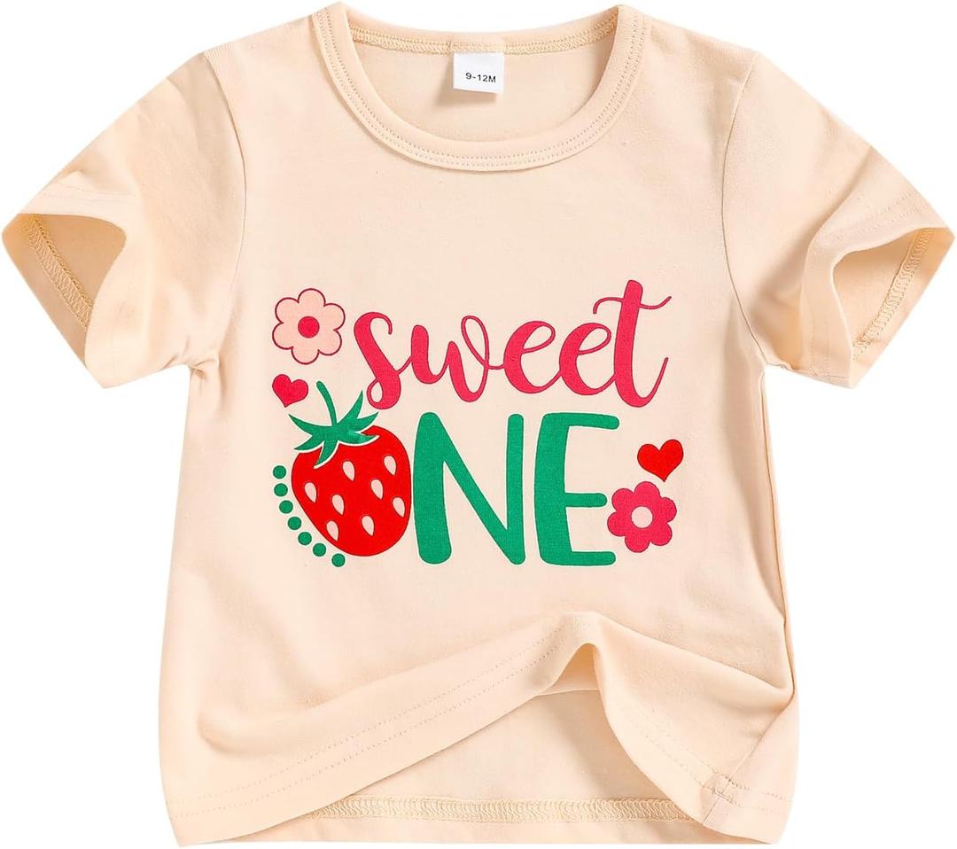 Baby Girl 1st Birthday Shirt,First Birthday Outfit Girl - One Year Old Short Sleeve Tee (Beige)