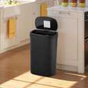 BestOffice | 13 Gallon Plastic Trash Can with Lid | Dark Black | Automatic Touchless Garbage Can | Odor Control | Modern Oval Design | Easy to Clean | Fits Any Kitchen, Bathroom, Office or Home
