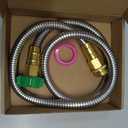 Metal Short Garden Hose 2 ft, Flexible Stainless Steel Garden Hose 2 ft Lightweight Water Hose with Brass Fittings (2 Feet)