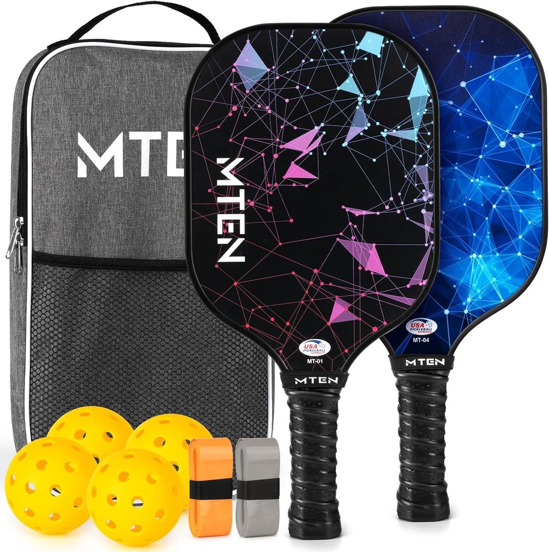 Pickleball Paddles Set of 2 or 4, or Single Paddle USAPA Approved Fiberglass Surface Pickleball Rackets Set for Men & Women
