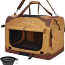 Extra Large Cat Carrier Soft Sided, Portable Small Dog Carrier for 2 Cats, 24"x16.5"x16" Car Travel Folding Comfortable Design, Yellow