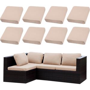 Outdoor Cushion Covers Set,8PCS Patio Furniture Couch Seat Slipcovers, Replacement for Sofa Sectional Chair(CoverOnly) (Beige)