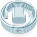 iPad Pro Charger,20W USB C Fast Charger with 10FT Long Fast Charging Cord for iPad Pro 12.9 5th/4th/3rd,11 inch 3rd/2nd,13 inch M4,iPAD Air 5th/4th Generation/13/11 M3 M2,iPad 10th/11th(A16),Mini A17
