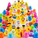 100Pcs Rubber Ducks in Bulk for Jeeps, Bath Toys Party Favors Cute Mini Ducks with Unique Designs, Floating Toys for Kids, Pool, Car Decoration, Easter Gifts